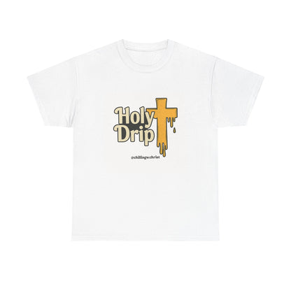 Holy Drip Unisex Heavy Cotton Tee, Funny Graphic Shirt, Christian Humor Gift, Trendy Casual Wear, Unique Religious Tee