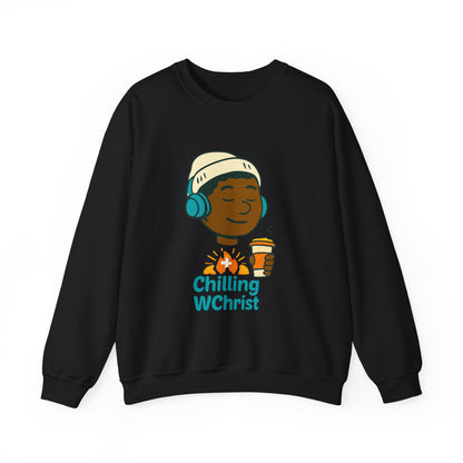 Chilling WChrist Crewneck Sweatshirt - Cozy Unisex Pullover, Holiday Gift, Sweatshirt for Christmas, Relaxed Casual Wear, Fun Winter Apparel
