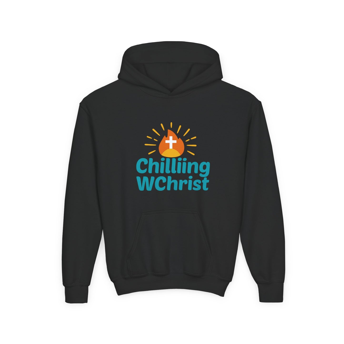Youth Christian Hoodie - Chilling with Christ Sweatshirt - Faith Apparel, Religious Gift, Inspirational Clothing, Cozy Hooded Sweatshirt