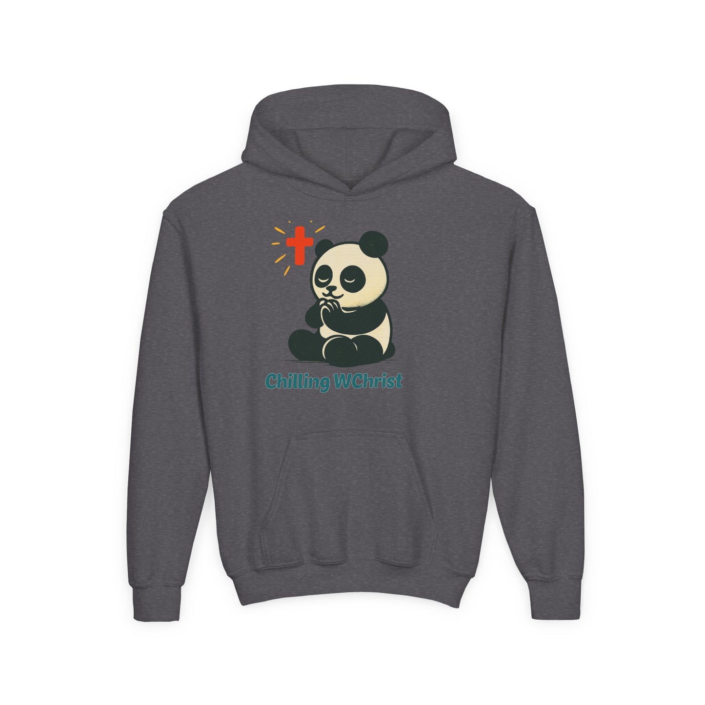 Youth Hoodie, Chilling WChrist Panda Sweatshirt, Cute Christian Gift, Kids Hooded Sweatshirt, Easter Outfit, Faith-Based Apparel