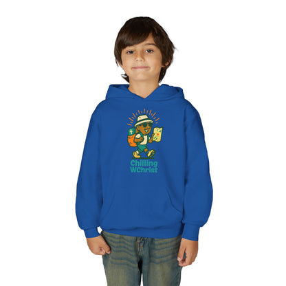 Chilling WChrist Youth Hooded Sweatshirt - Perfect for Christmas, Cozy Vibes, Gift for Kids, Festive Wear, Fun Casual Style