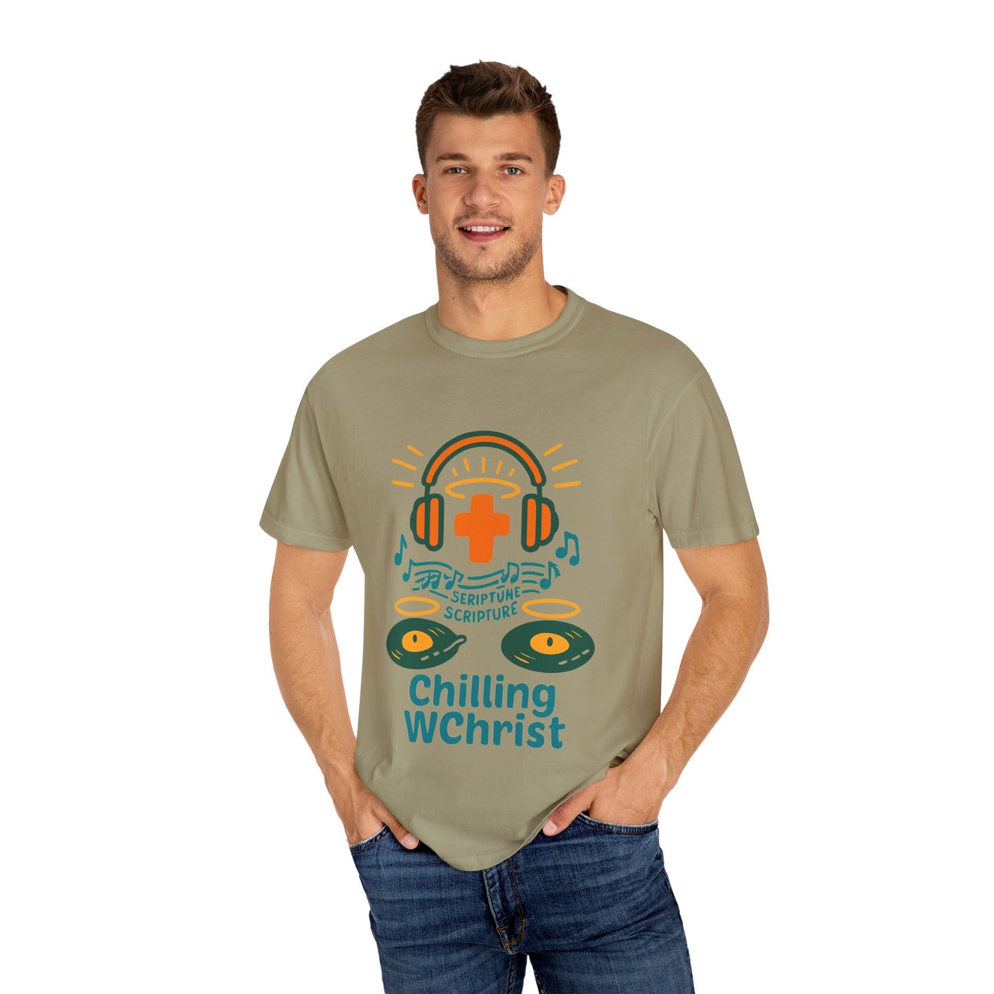 Unisex Music & Faith T-Shirt - Chilling WChrist, Casual Wear, Gift for Music Lovers, Christian Apparel, Spiritual Comfort